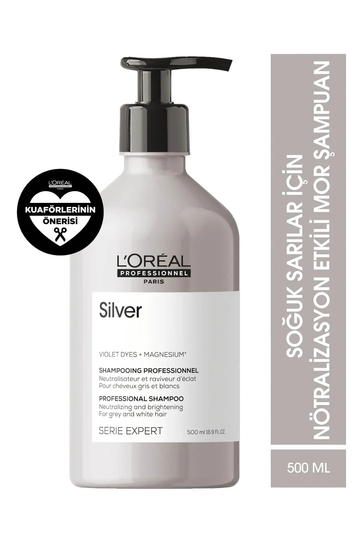 Loreal Professionnel Serie Expert Silver Çok Açık Sarı Gri ve Beyaz Saçlar İçin Renk Dengeleyici Mor Şampuanı 500 ML