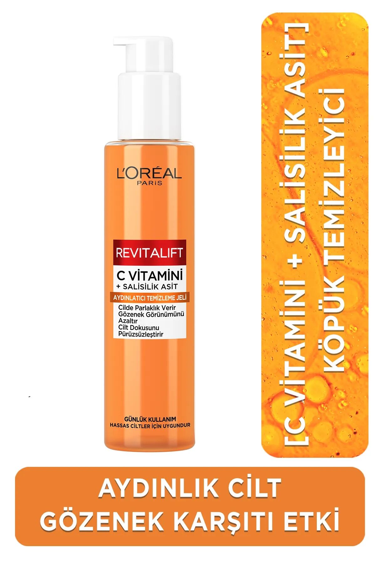 L'Oreal Paris Revitalift Clinical [c Vitamini Salisilik Asit] Gözenek Karşıtı, Aydınlatıcı Temizleme Jeli