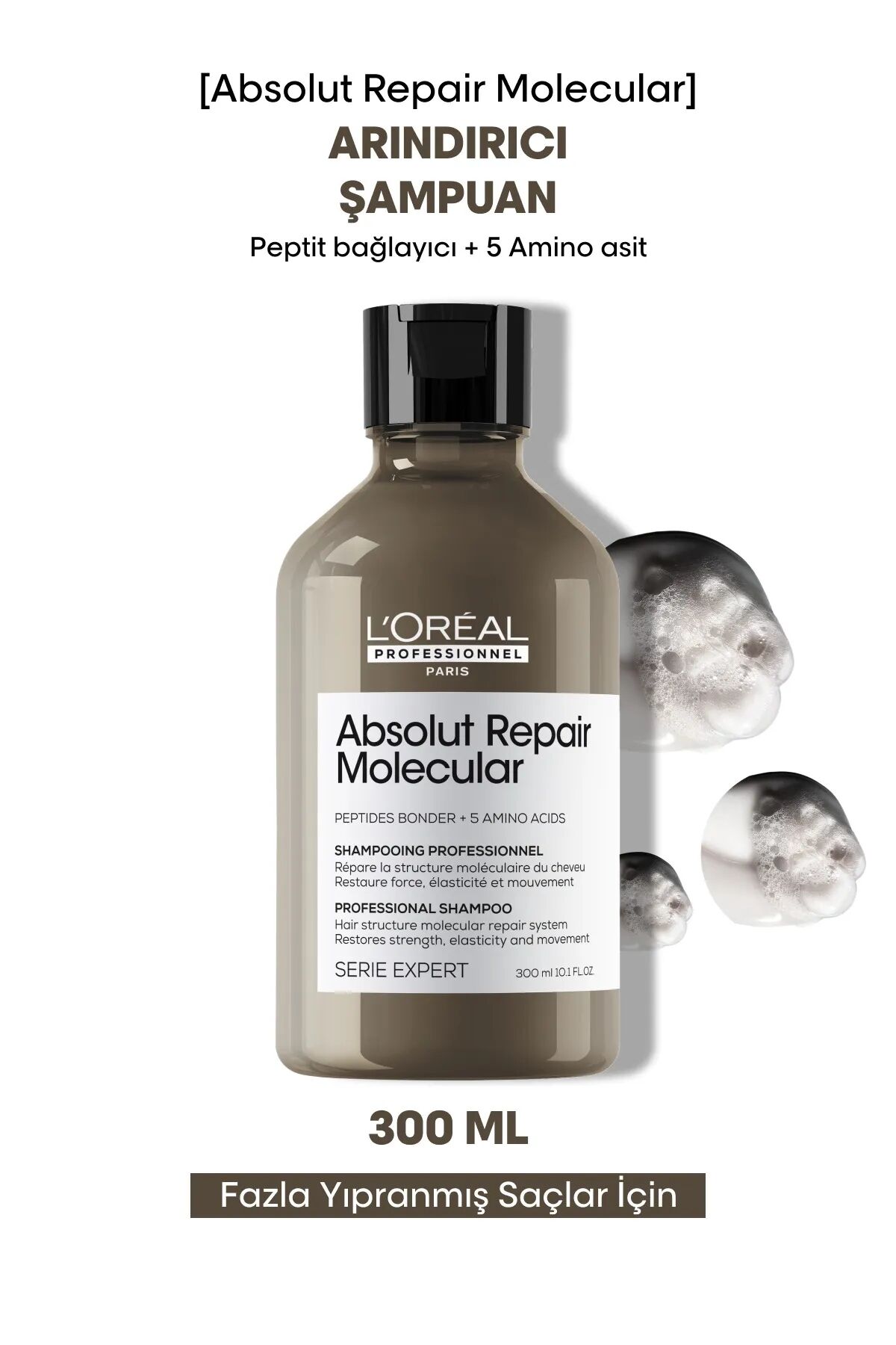 Loreal Professionnel Paris Serie Expert Absolut Repair Molecular Tüm Yıpranmış Saçlar İçin Arındırıcı Şampuan 300 ml